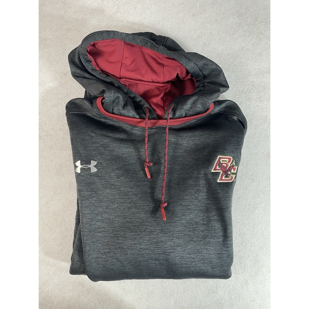 Under Armour ColdGear Boston College Hoodie Men's Large Grey Loose Fit‎